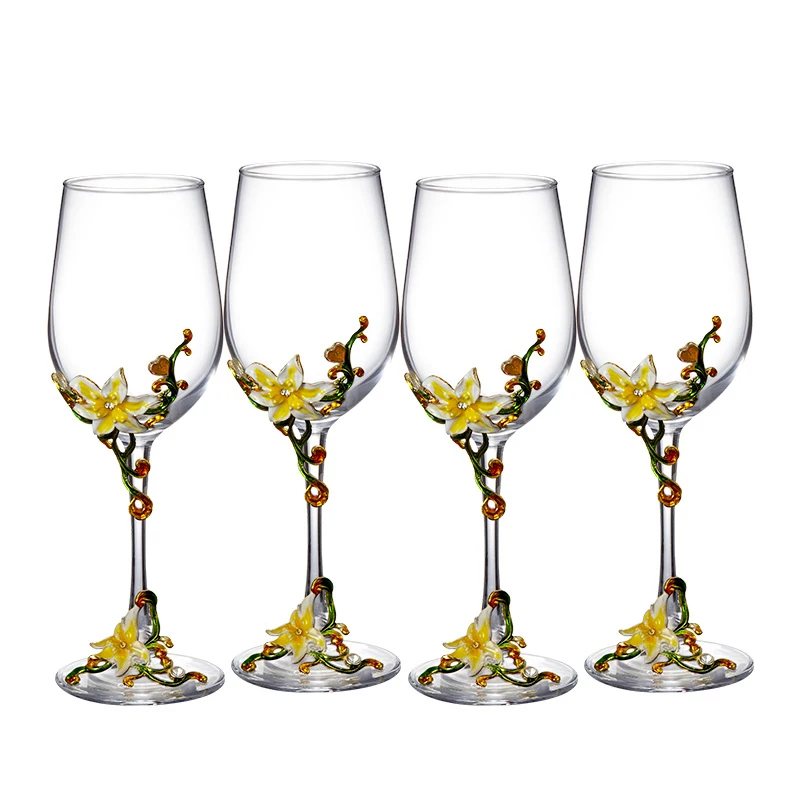 

Outdoor Red Wine Glass Goblet Wedding Gold Wine Glass Lady Design Flower Crystal Organizer Copas De Vino Kitchen Dining Copa