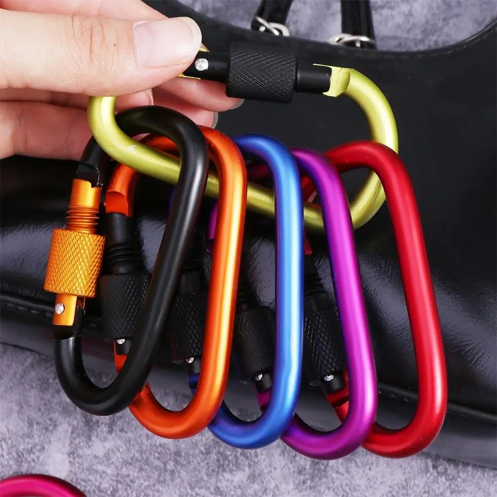 Camping Karabiners Key Holder D Shape Carabiners Keychain Tourist Hooks Water Cup Buckle Carabiner Clip Fishing Carbin Buckle