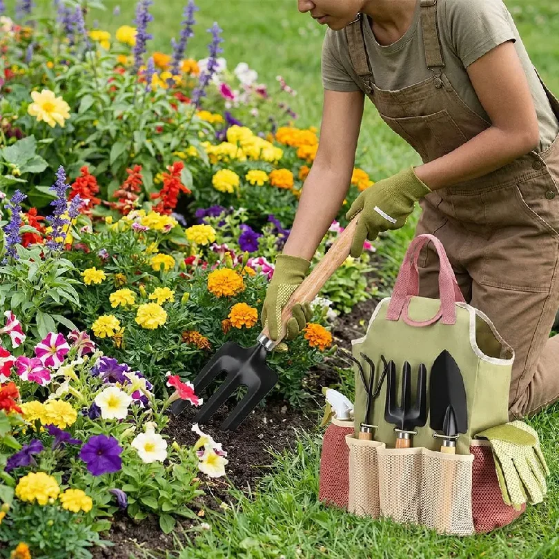 Stainless Steel Garden Hand Tool Set Ergonomic Rust-Proof Gardening Tools Storage Handbag Tote Bag Multifunctional Tools