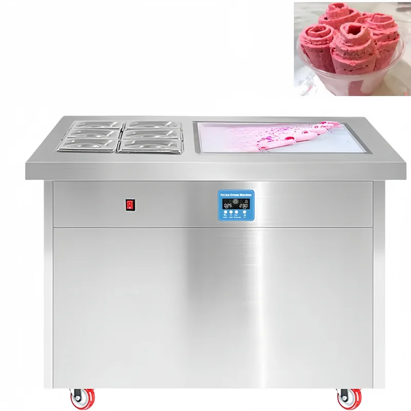 حار بيع معدات لفة الآيس كريم آلة الزبادي المقلي آلة الآيس كريم لفة