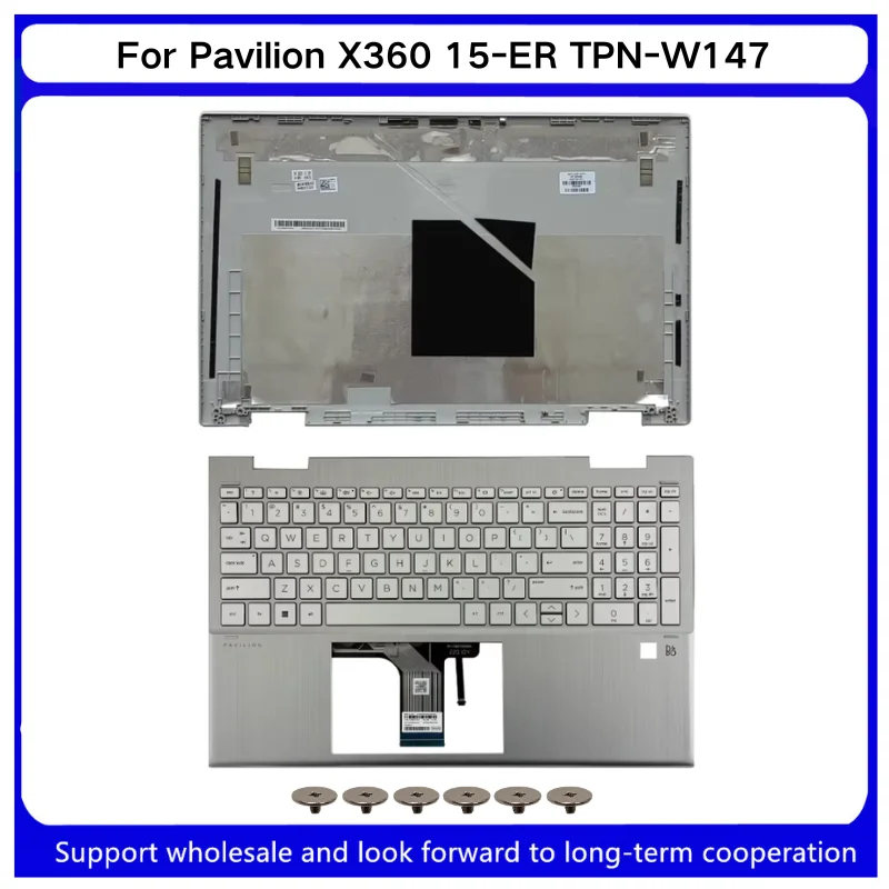 Nueva Cubierta Trasera LCD Plateada para Kailxuling Pavilion X360 15-ER TPN-W147 M45108-001, Carcasa Superior con Reposamanos M45129 M45130-001