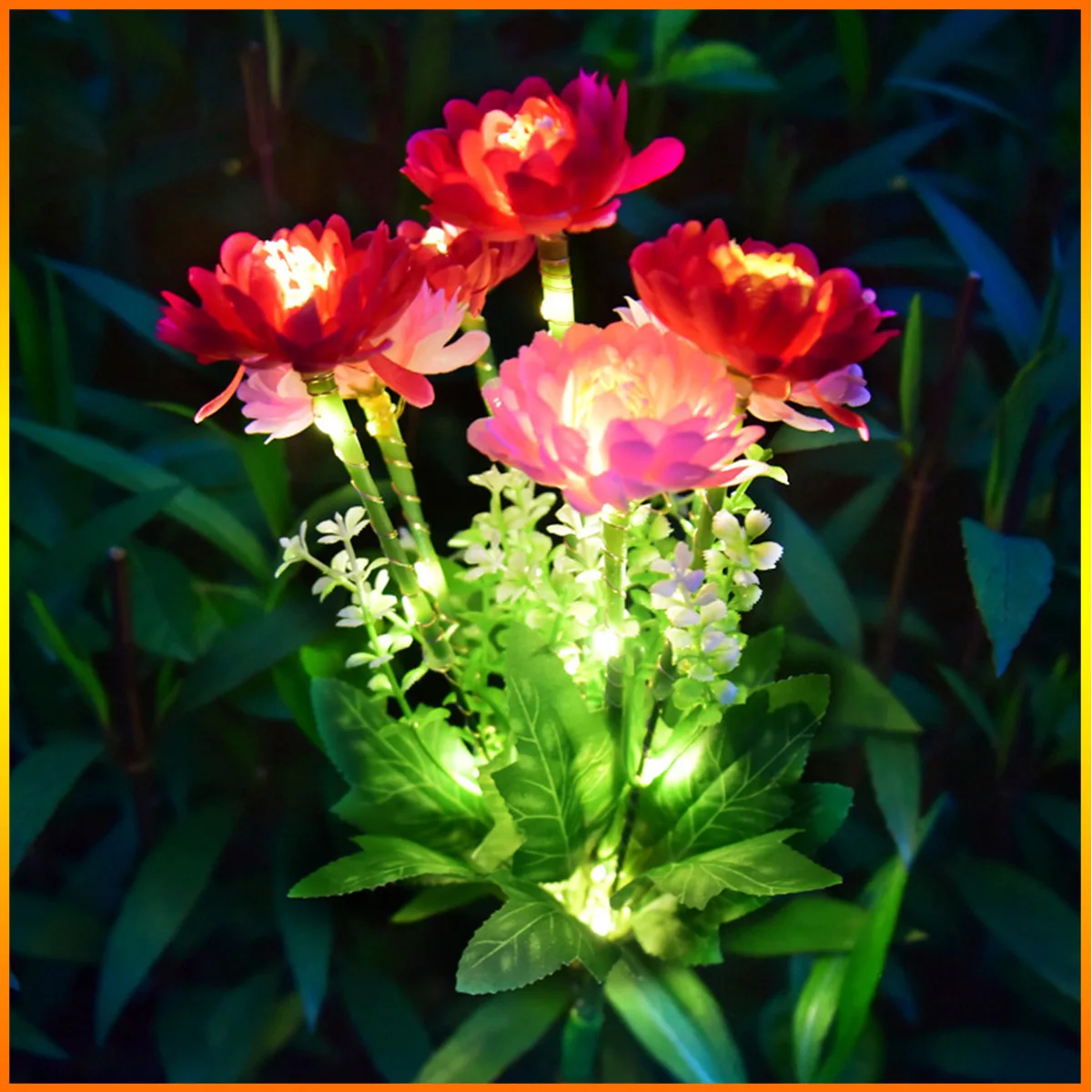 2 pack Solar Garden Lights Outdoor 8 Head Waterproof Flower with Glowing Stem Light for Yard Pathway Garden Decor Gardening Gift