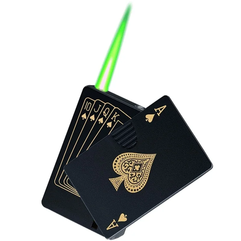 

Creative Playing Cards Ace of Spades Lighter Windproof Jet ButaneTorch Lighter Poker Design Fun Toy for Men Smoking Accessories