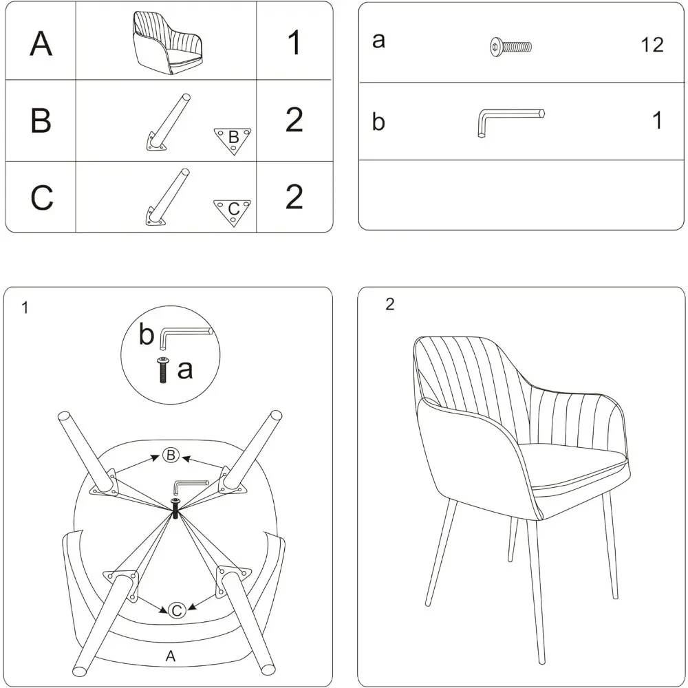 Ensemble de 2 chaises d'appoint avec pieds en métal noir, meubles modernes, salon, salle à manger, club, invités, beige