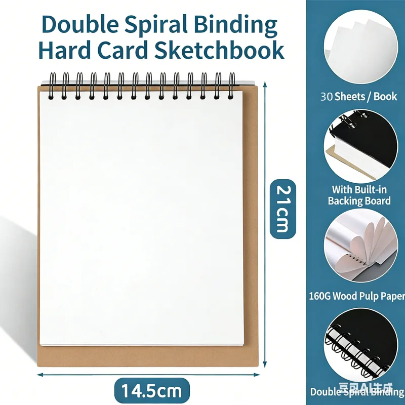 30 Sheets 8K 16K Coil Sketchbook Spiral Bound Eco-Friendly Thick Drawing Paper Acid Free A4 A5 A6 Artist Sketch Pad Oil Painting