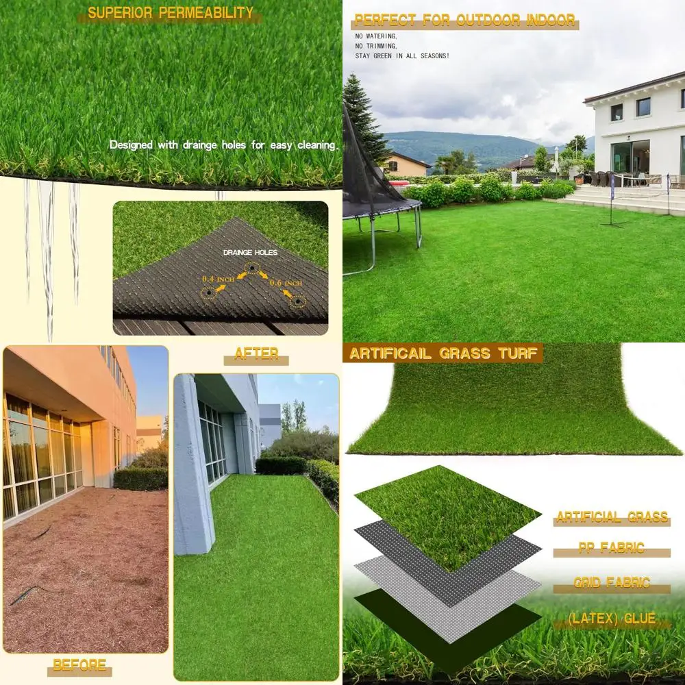 

Искусственный газон 9 футов x 23 фута, высота ворса 0,8 дюйма, подходит для использования внутри и снаружи помещений, синтетический газон, безопасный для домашних животных, для газонов, Ga