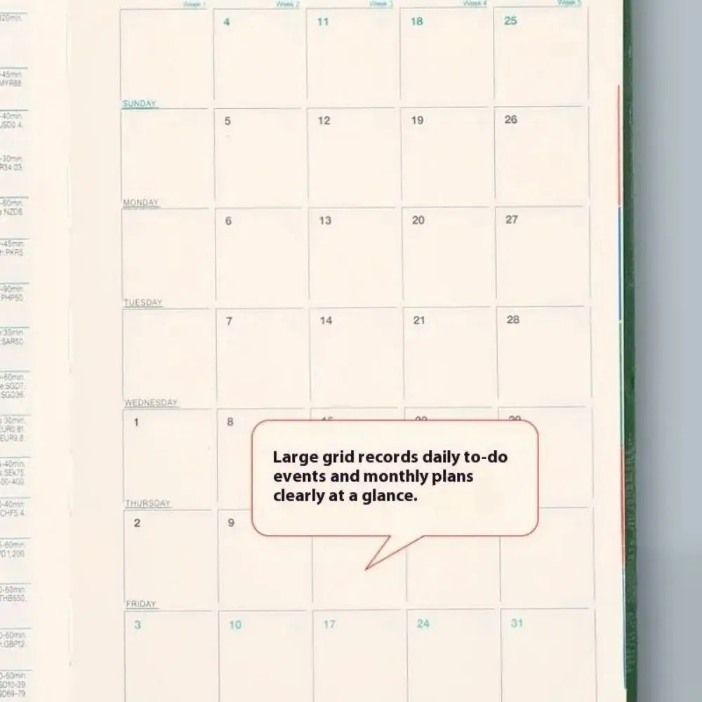 A5 2026 Agenda Book PU Textured Calendar Book Planner Reminder English Version Planner Notebook Daily Planner To Do List