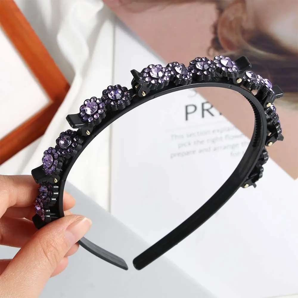 Fixed For women Broken hair artifact Multi-storey Rhinestone Toothed Clip Black Braided Hair Clip Styling Tool Weave Head Hoop