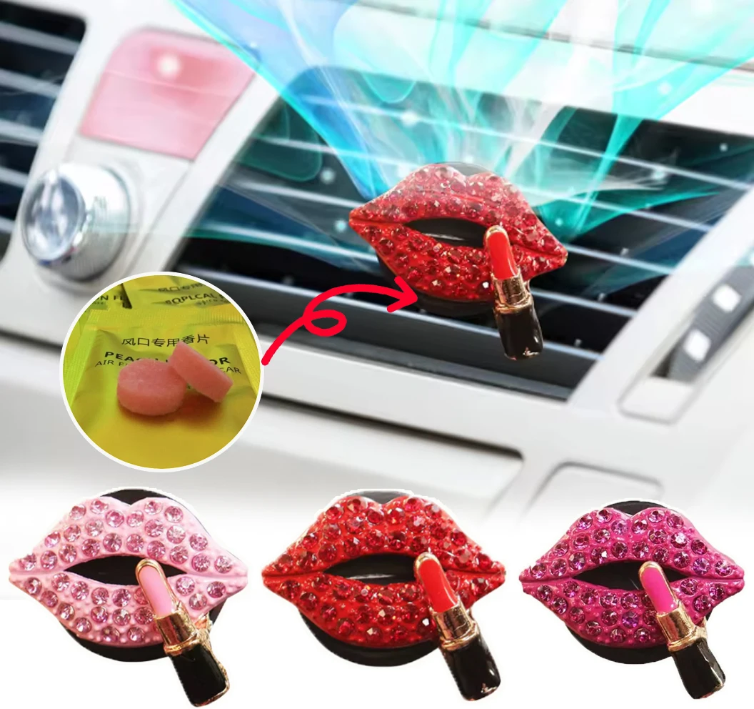 

Full Diamond Lip Flower Solid Balm Air Vent Socket Clip Air Conditioner Air Freshener Clip Pendant Car Interior Accessories