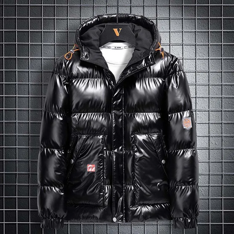 

Oversize 8XL Men's Winter Parka Windproof Warm Jacket Hooded New Casual Thickened Coat British Fashion High Quality Glossy Parka