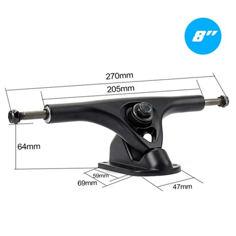 Gantungan jembatan truk Skateboard 8 inci, gantungan jembatan roda PU 4 buah 8 buah bantalan T alat Skateboard roda Skateboard Kombo untuk Longboard