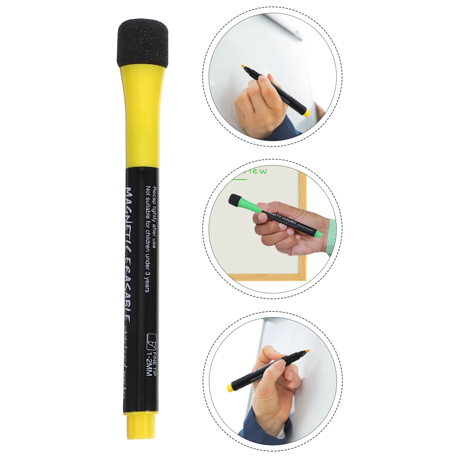 

12 Pcs Magnetic Dry Erase Markers for Whiteboards Makers with Eraser Classroom Pens Erasing