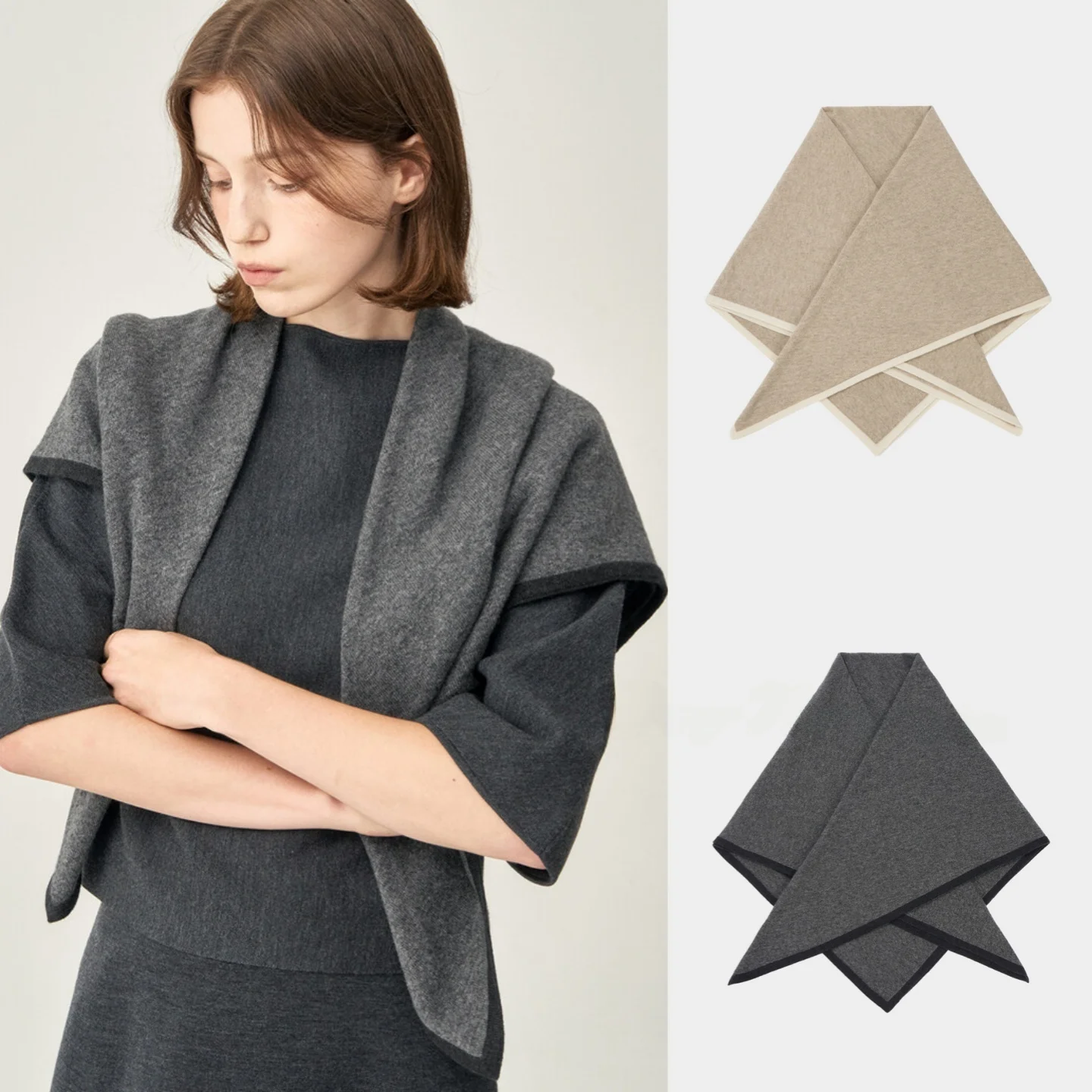 

Large Scarf Soft Skin-Friendly Commute Color Block Versatile Warm Winter Spring Double-Sided Patterned Korean Style
