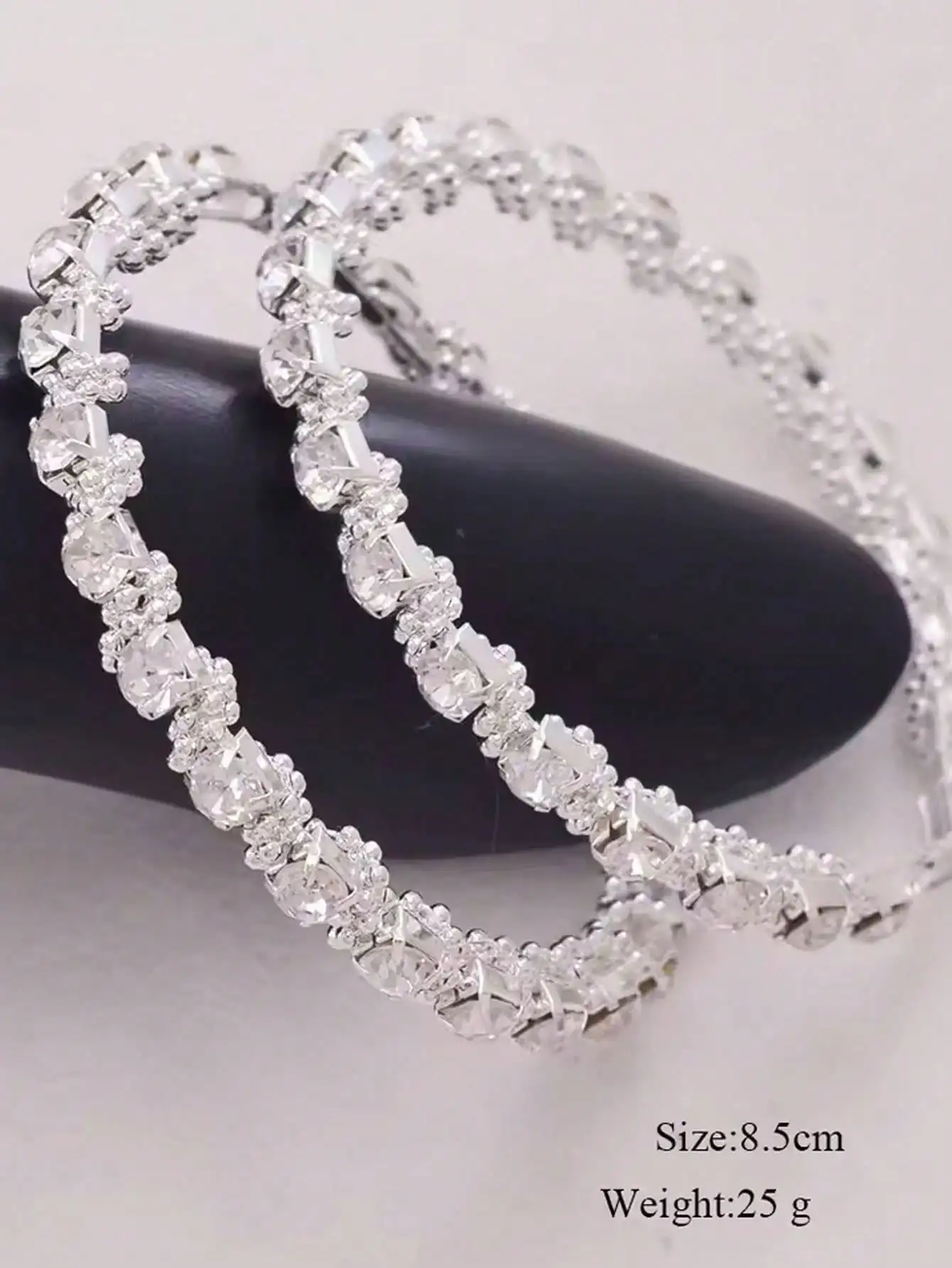 8,5 cm große Street Hellseher Hochzeit Damen Ohrringe; Runde Kristallohrringe; Accessoire-Geschenk; Heiß – Detail 3