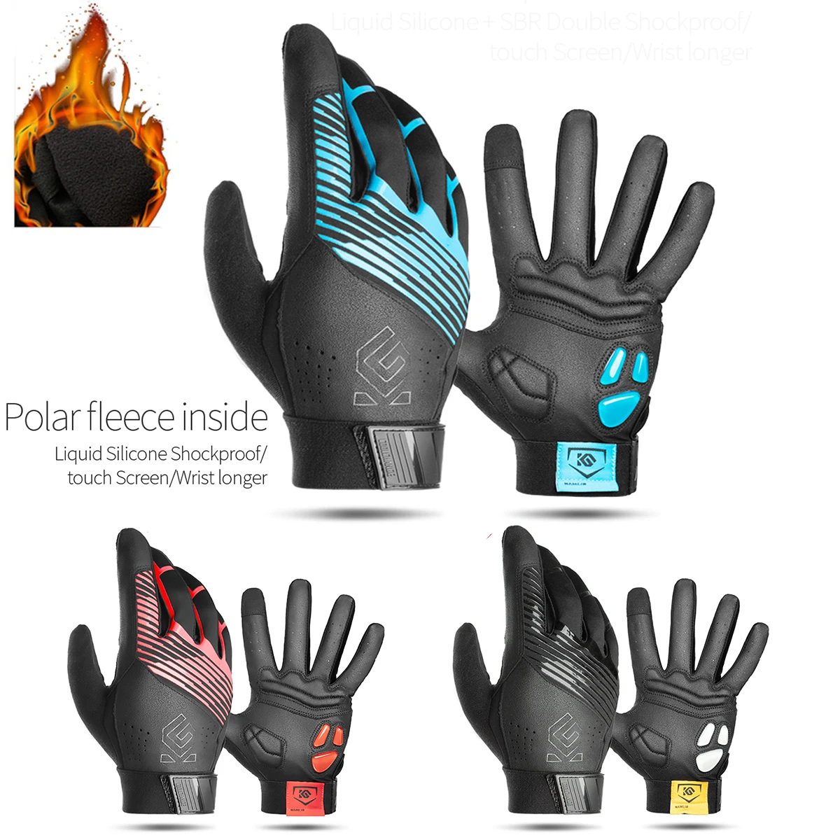 Mens Cycling Gloves Winter Thermal Fleece Bike Gloves Full Finger Gel Liquid Silicone Bicycle Gloves Bicicleta Accesorio Mujer