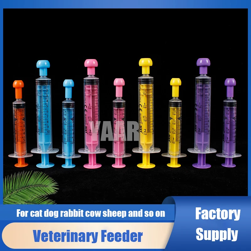 Disposable Veterinary Syringe Feeder Pet Medicine Liquid Food Syringe Feeder For Farm Animal Cat Dog Cattle Sheep Horses 5/10ml