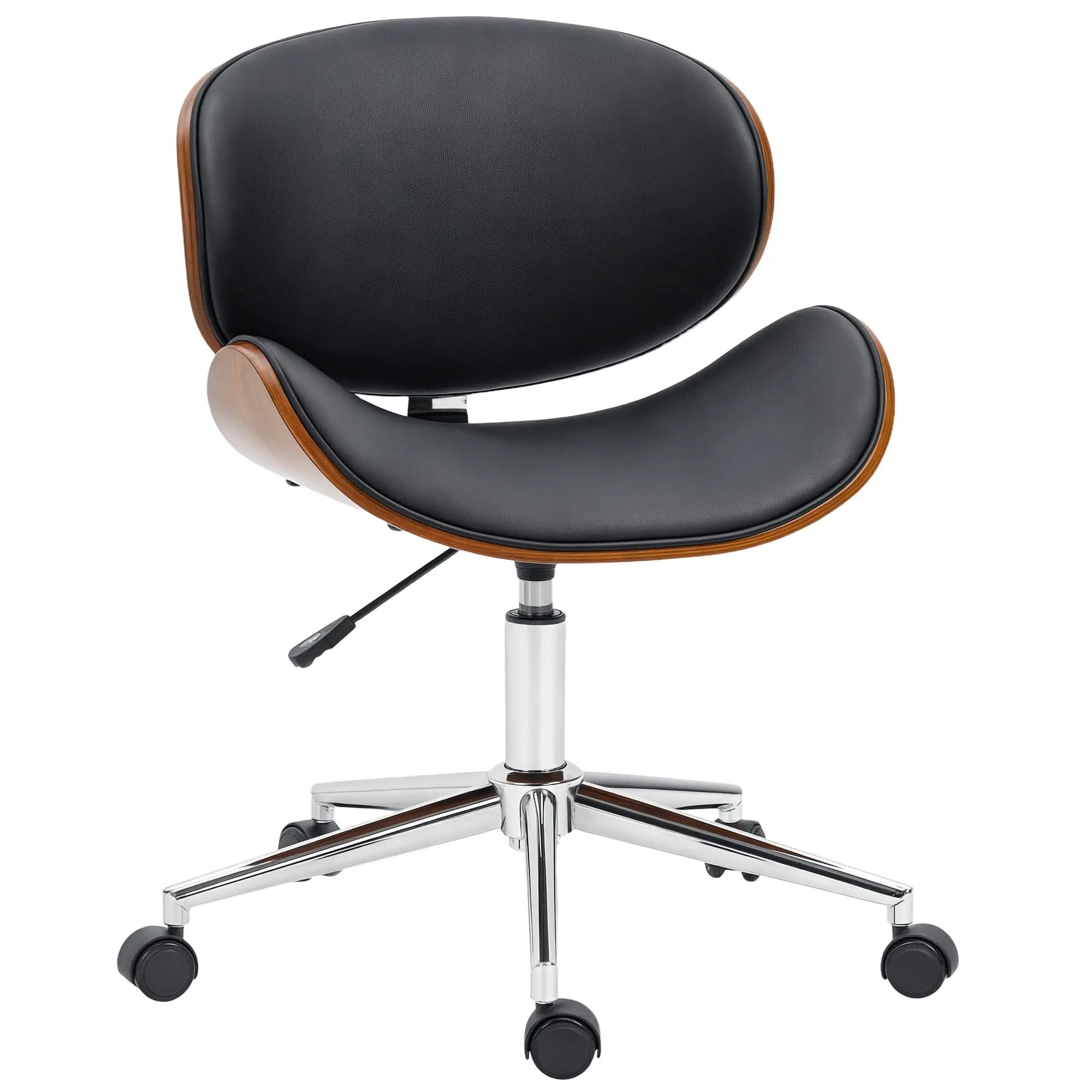 Chaise de bureau ergonomique vintage Vinsetto réglable en hauteur 360° °   Cardalwood rotatif en simili cuir 53x53x57-87 cm