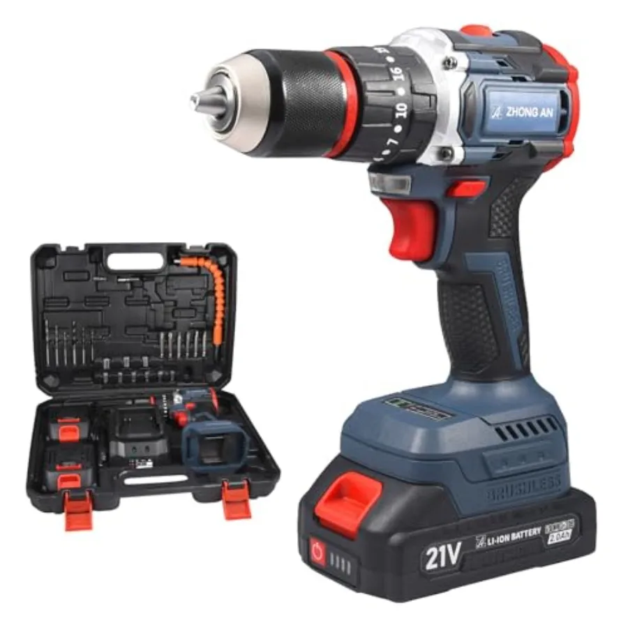 

13mm 1/2" Cordless Drill 2 Variable Speedwith 1 Charger and 2 Batteries Electric Power Drill Set 24 Driver Bits Durable