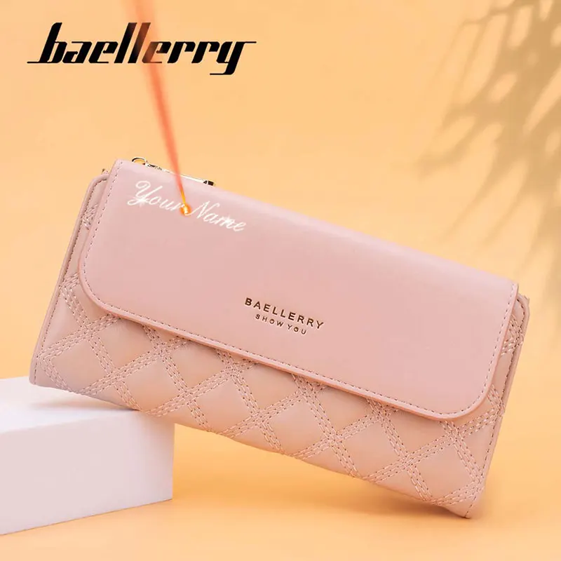 

Baellerry New Women Wallet Handbag Name Engraving Brand Card Holder Female Purses Zipper Coin Pocket Small Women's Clutch Wallet