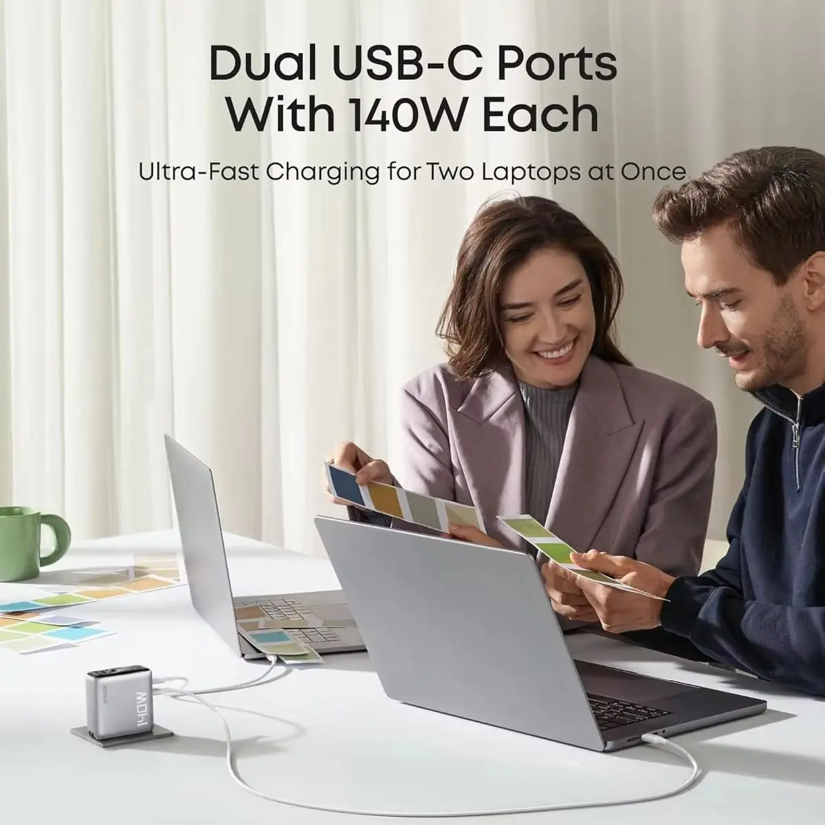 Anker 140W GaN Laptop Charger 4‑Port USB‑C Fast Charging Power Adapter for MacBook iPhone