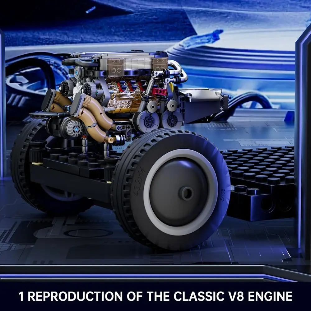 ชุดเครื่องยนต์ DIY Twin V8 - ประกอบบล็อกเครื่องยนต์ที่มองเห็นได้ด้วยตัวเอง ของเล่นเสริมทักษะ STEM สำหรับเด็กอายุ 14 ปีขึ้นไป (952 ชิ้น)