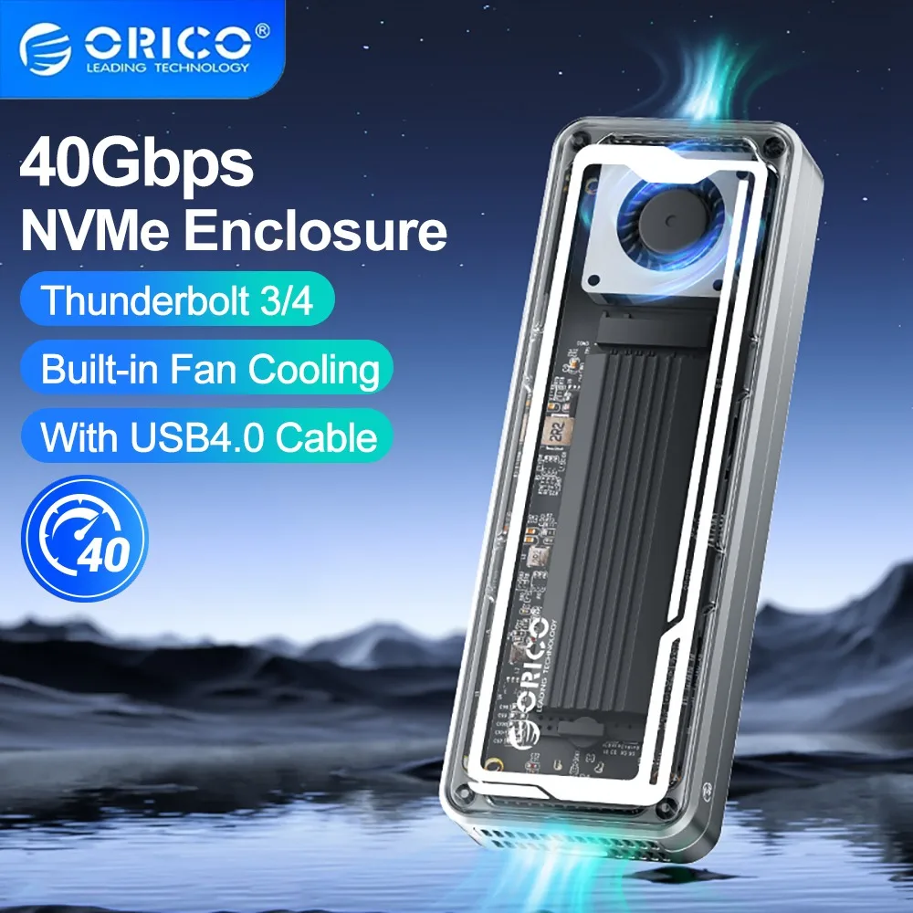 

ORICO 40Gbps USB4 M.2 SSD Enclosure with Cooling Fan USBC PCIe4.0 NVME Enclosure Aluminum Compatible Thunderbolt 3/4 Support 8TB