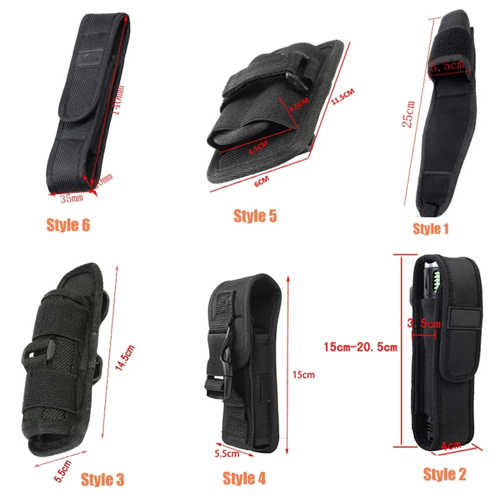 Tactical Molle Flashlight Holster Pouch Protable LED Torch Cover Case EDC Tool Holder Pocket For Outdoor Hunting Camping