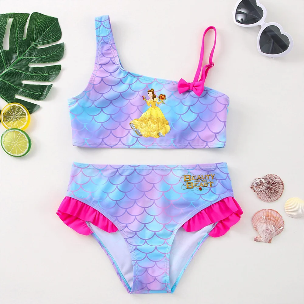 Beauty and the Beast Girls Tankini Swimsuits Summer Beach wear Children Kids Wear Bathing Suits Two-pieces Bikini Dresses