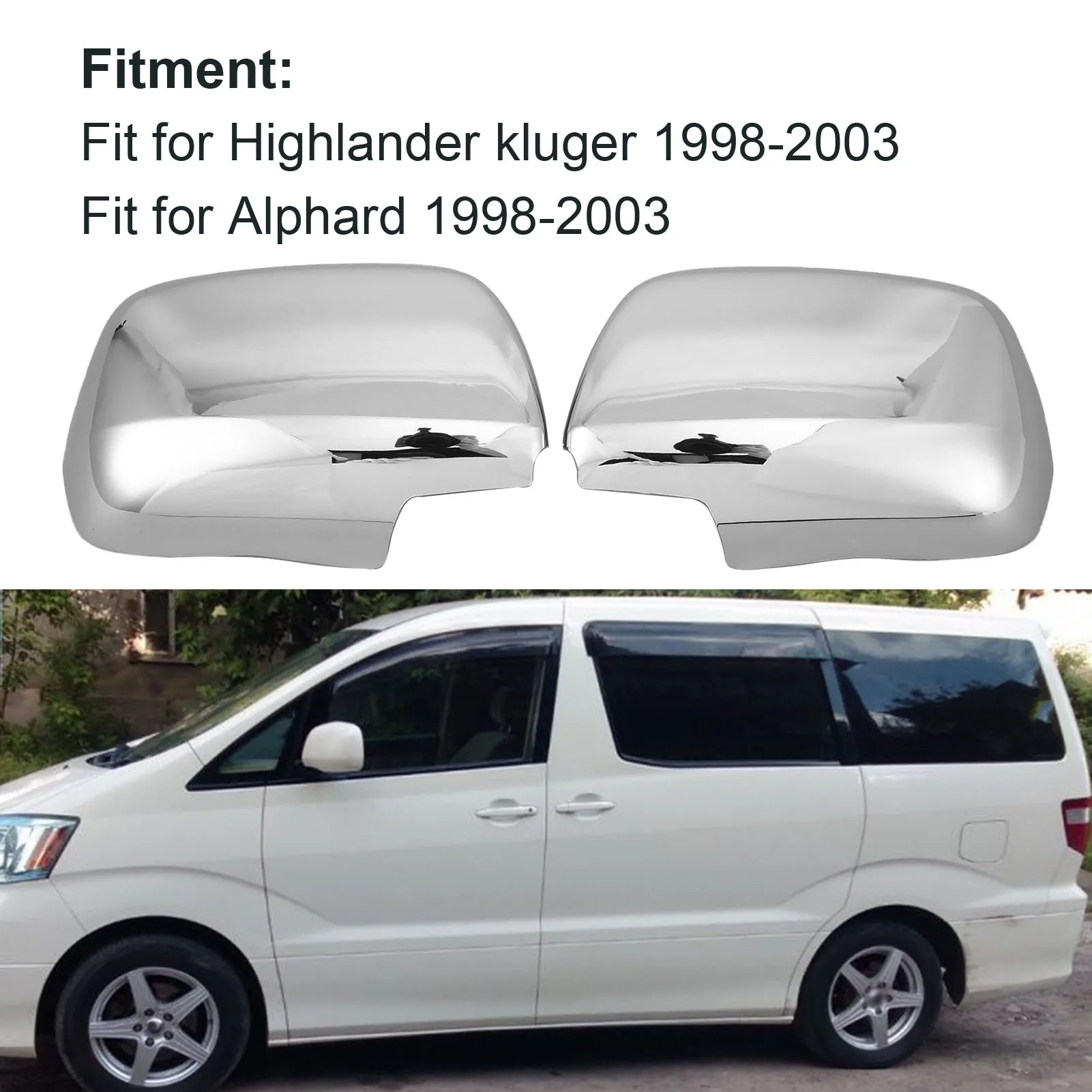 

Хромированная Крышка для зеркала заднего вида для Toyota Highlander Kluger/Alphard 1998 1999 2000 2001 2002 2003 1 пара ABS