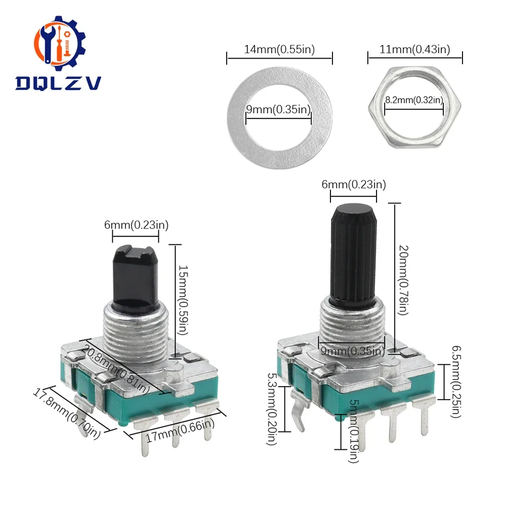 EC16 Audio Encoder 360 Degree Rotary Encoder E16 Coding 3Pin Handle Long 15/20MM