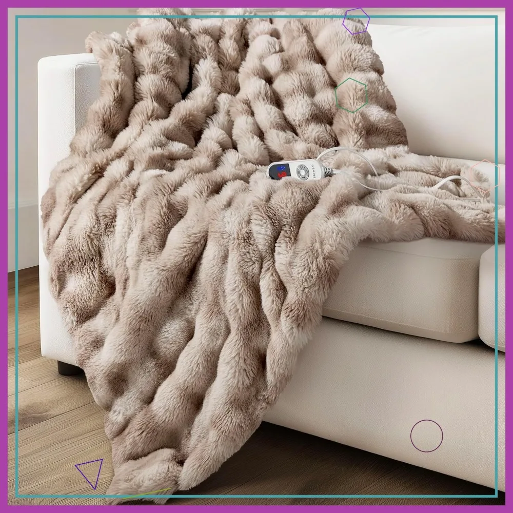 

Электрическое одеяло с подогревом для женщин и девочек, из мягкого искусственного меха, 6 режимов нагрева с защитой от перегрева