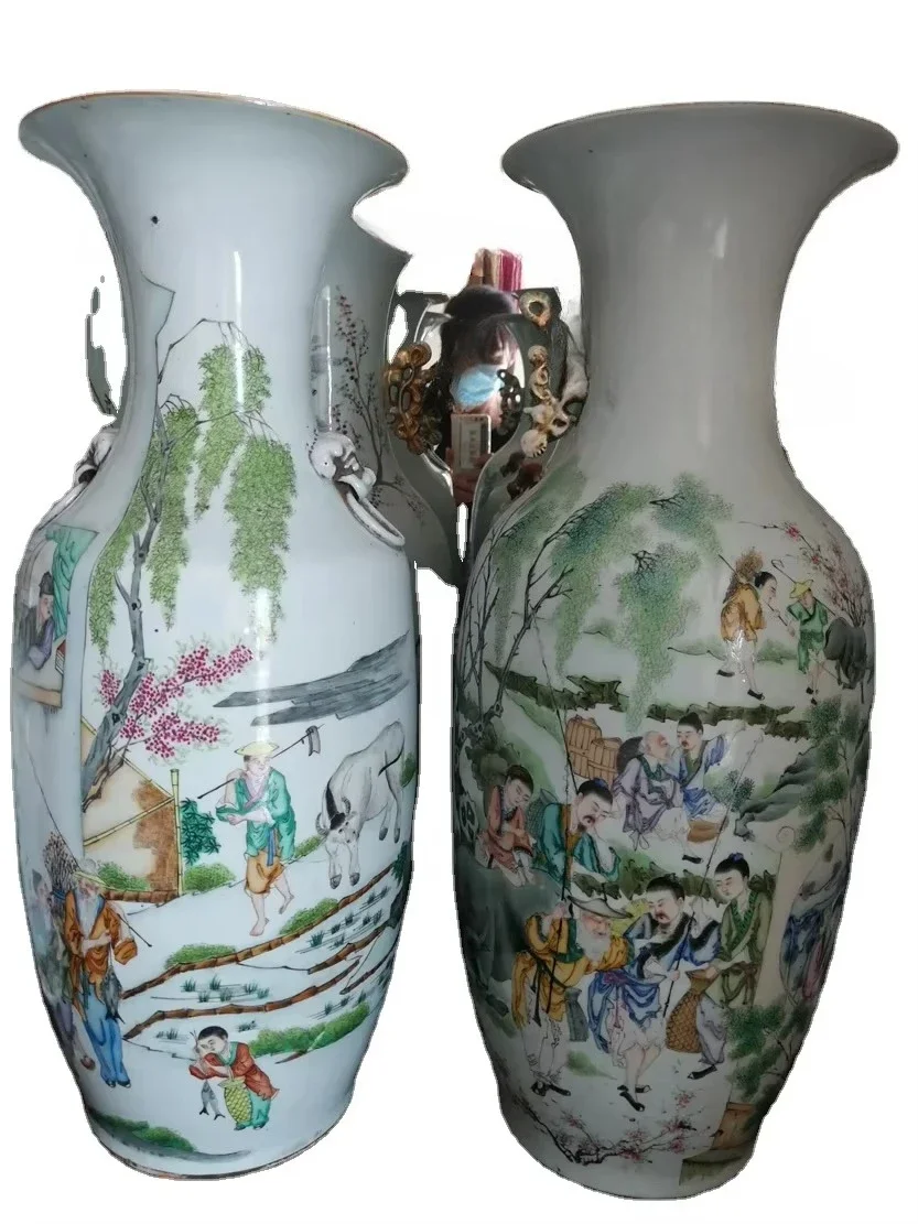 Antique figure pattern porcelain pot ceramic, real old decorative teapot