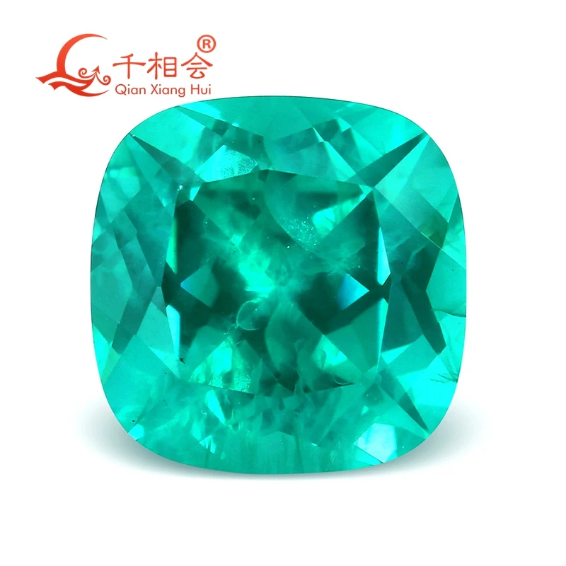 

cushion lab grown paraiba color Yttrium Aluminum Garnet Cultivate natural cut including minor cracks inclusions loose gem stone