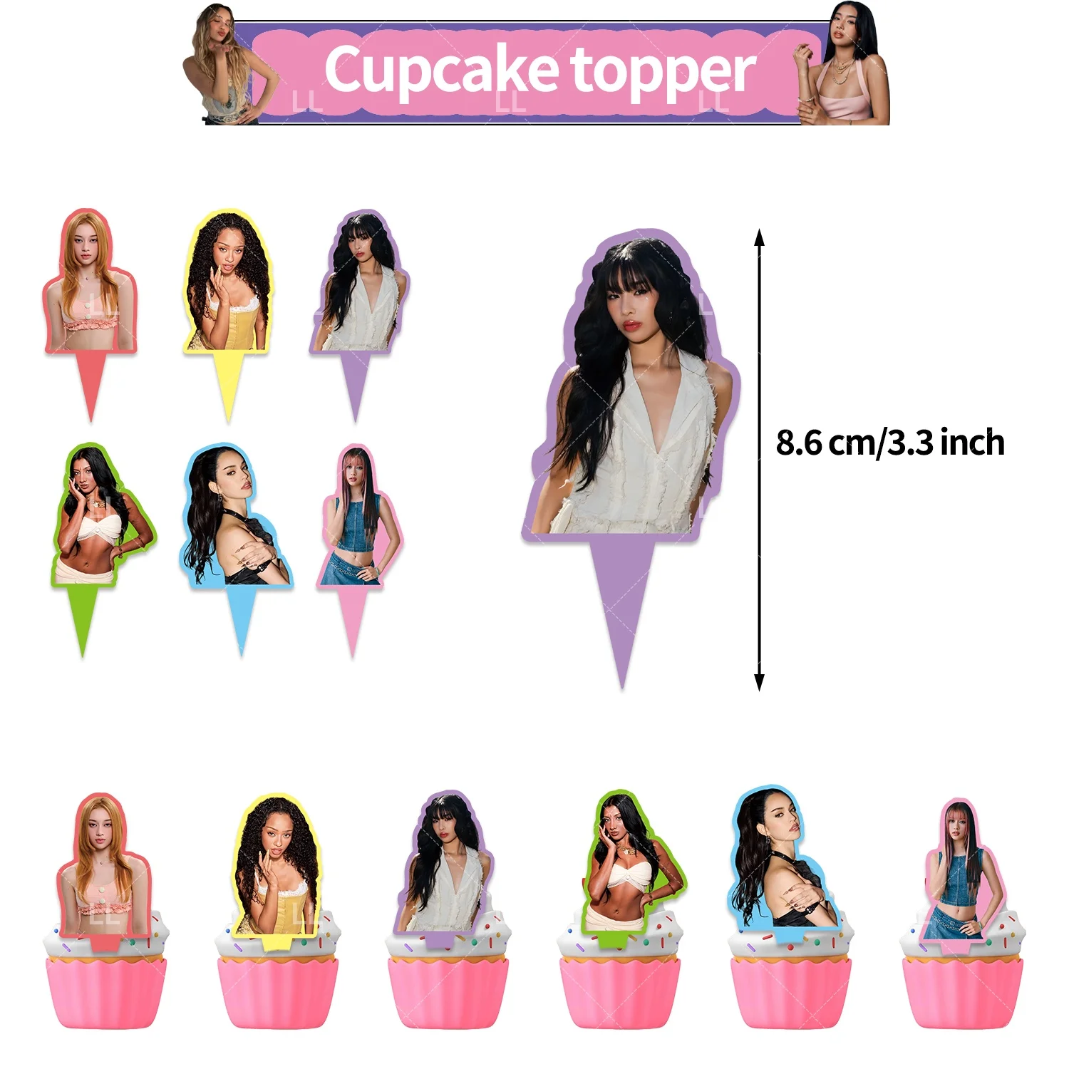 K&Katseye Idol Geburtstagsparty-Zubehör Ballonset Mädchen Tischdecke Cupcake-Hintergrund-Deko Kpop-Fanartikel Event-Banner Kindergeschenk – Detail 5