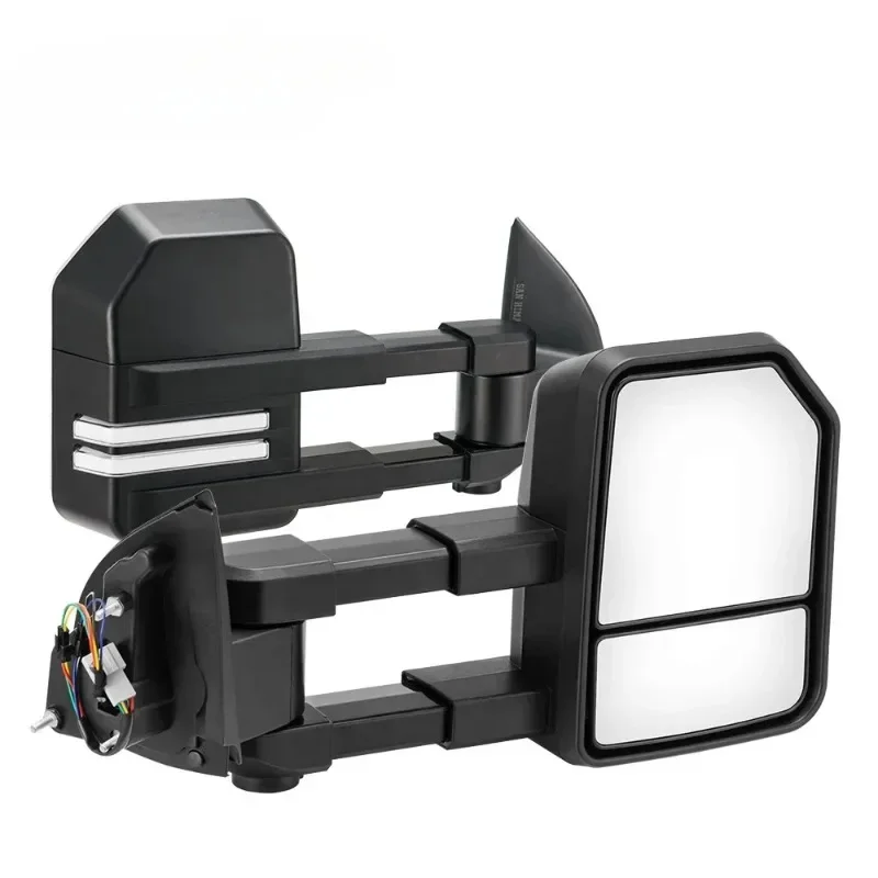 Par De Espejos De Remolque Extensibles Para Camión Con Luz Led De Intermitente Negra Para  Ranger Wildtrak Raptor 2012-on