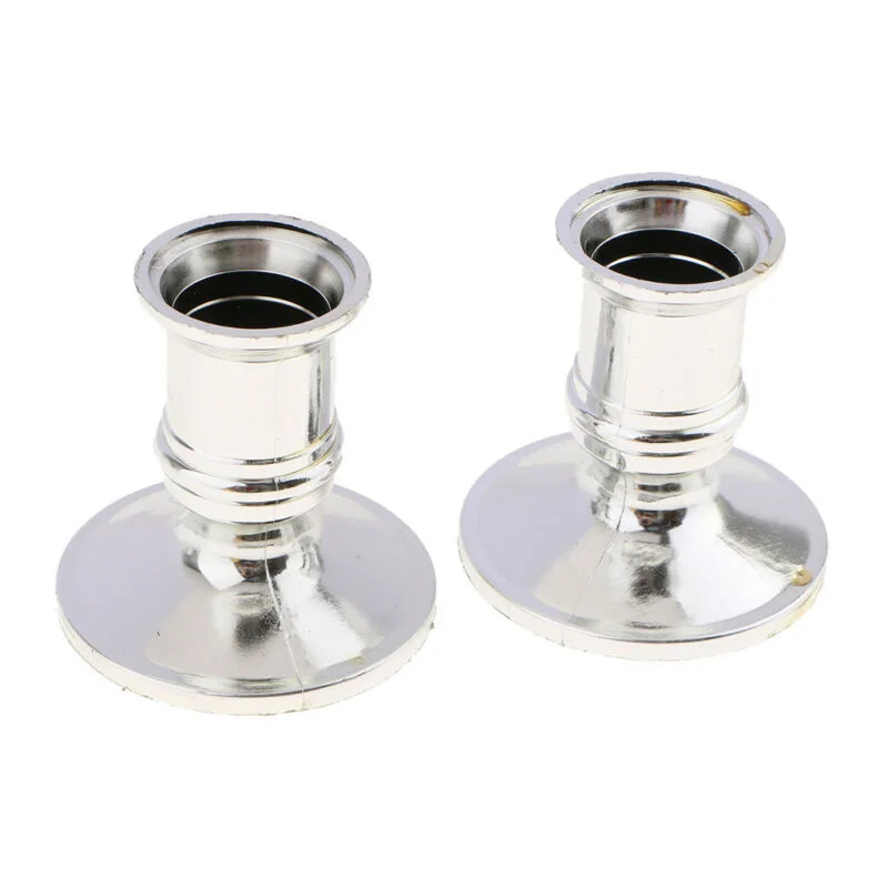 4Pcs Taper Candle Holders Traditional Shape Fits Standard Candlestick Silver Decoration Tea Light