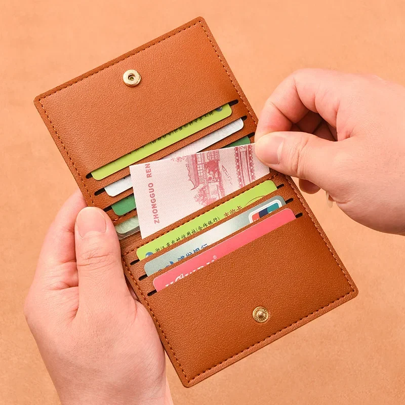 

Ultra-thin Small Bank Card Multi Slot Card Holder Wallet Women Men Credit Card Bag Male Holder Solid Leather Wallet