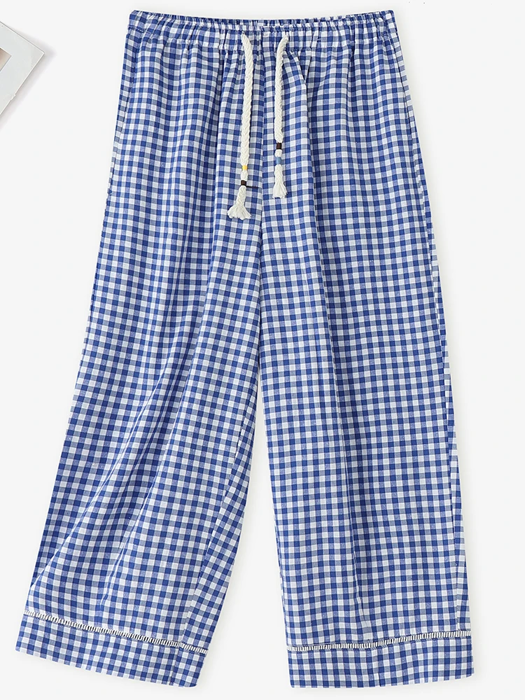 2025, Herbst, lässige Gingham-Hose, ZANZEA Damen, elastische Taille, Kordelzug, lockere Hose mit weitem Bein, Urlaub, Alltagskleidung, S-3XL