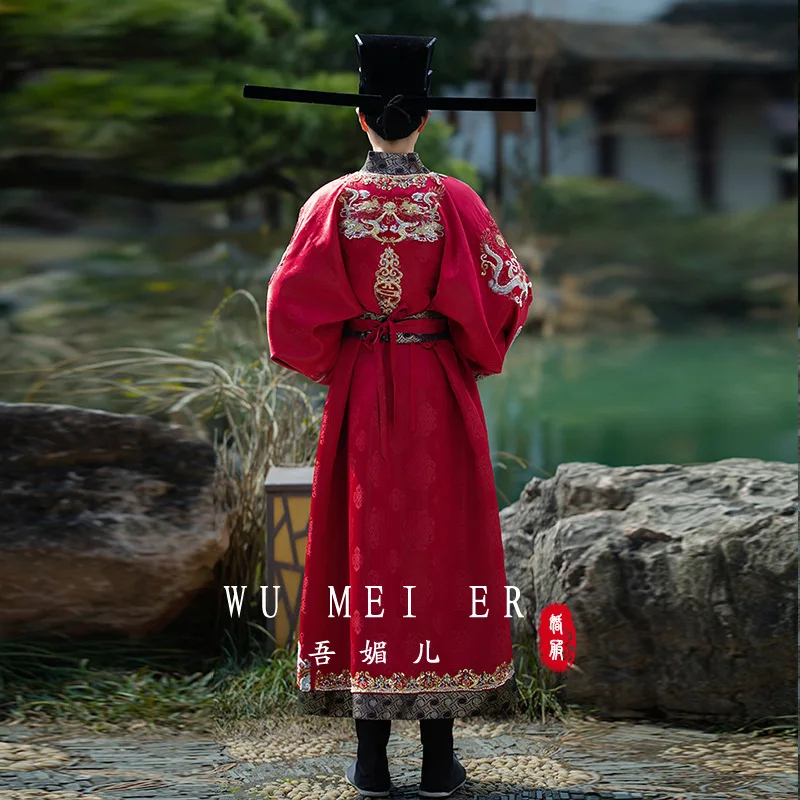 Warring States Robe Hanfu Wedding Clothes 2024 New Chinese Style Dress Red Heavy Work Tail Straight Gown