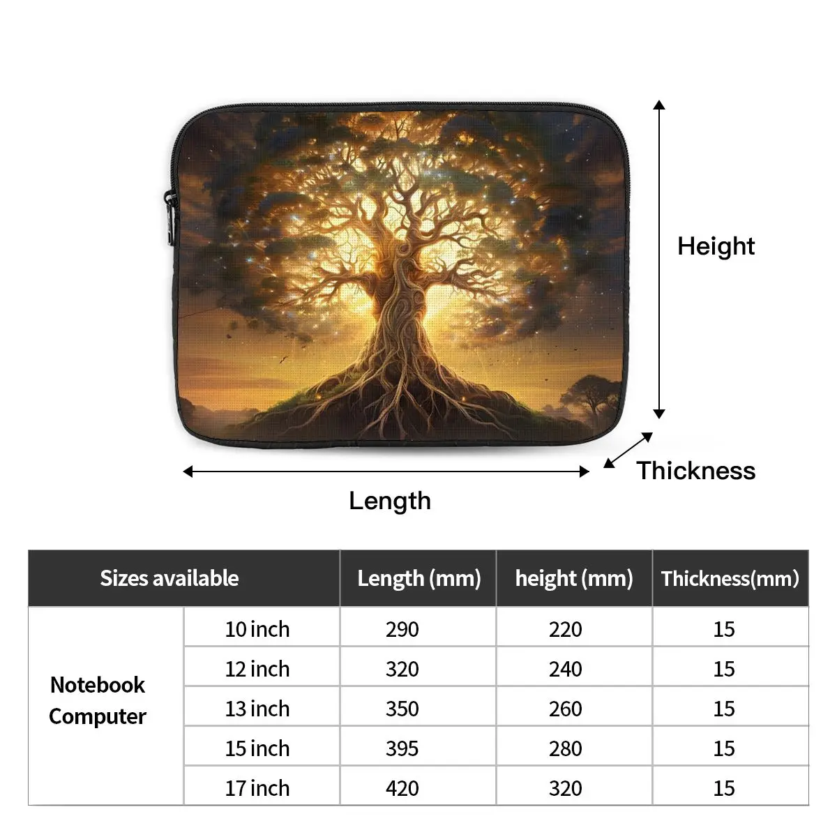 Great Tree Of Life Digital Print Notebook Laptop Bag Case Pouch 10 12 13 15 17 Inch Notebook Bag Tablet Shockproof Case Bag