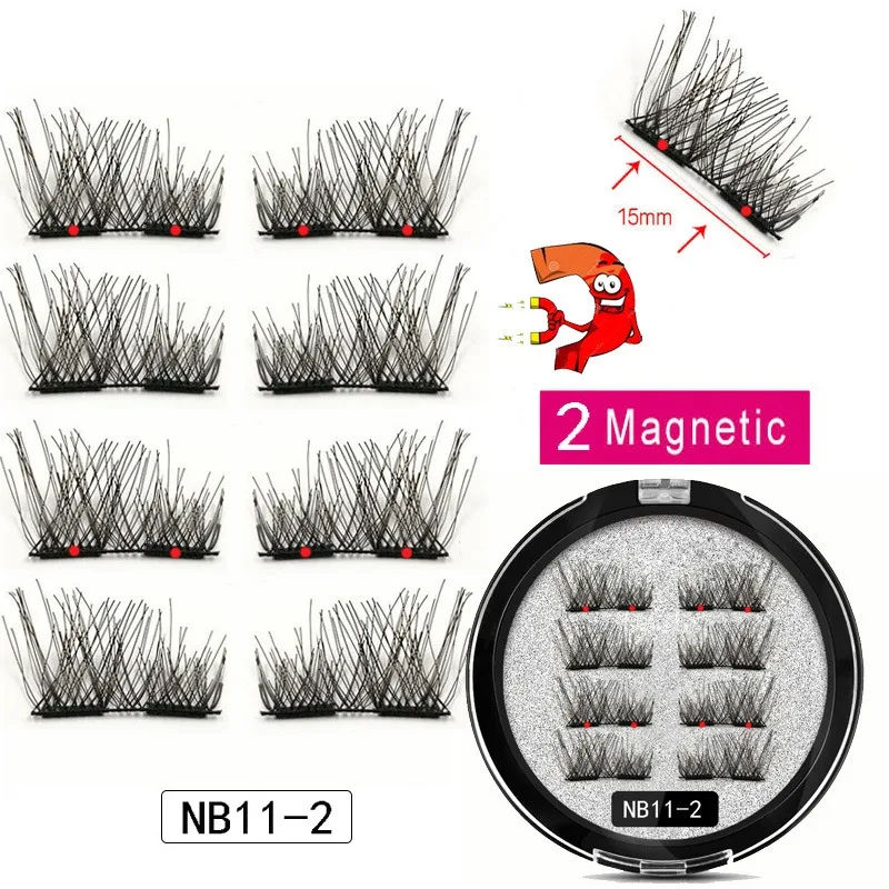 Cils magnétiques demi-yeux avec 2 aimants, kit applicateur de cils, cils de vison naturels entrecroisés, réutilisables, longue durée, 8 pièces