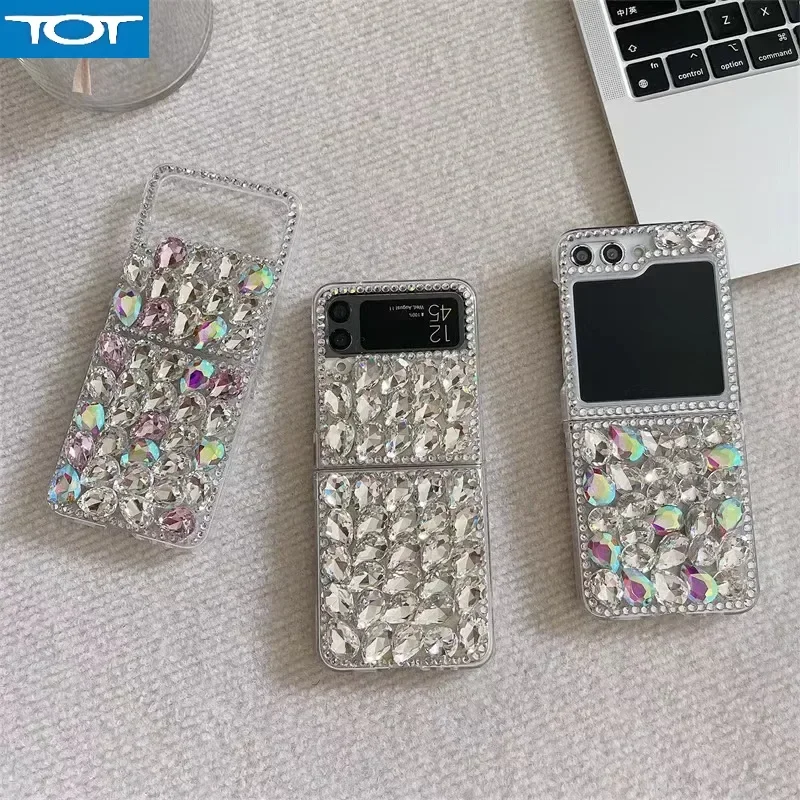 

Korea Luxury Crystal Elegant Diamond Wrist Phone Case Cover For Samsung Galaxy Z Flip 3 4 5 6 F7110
