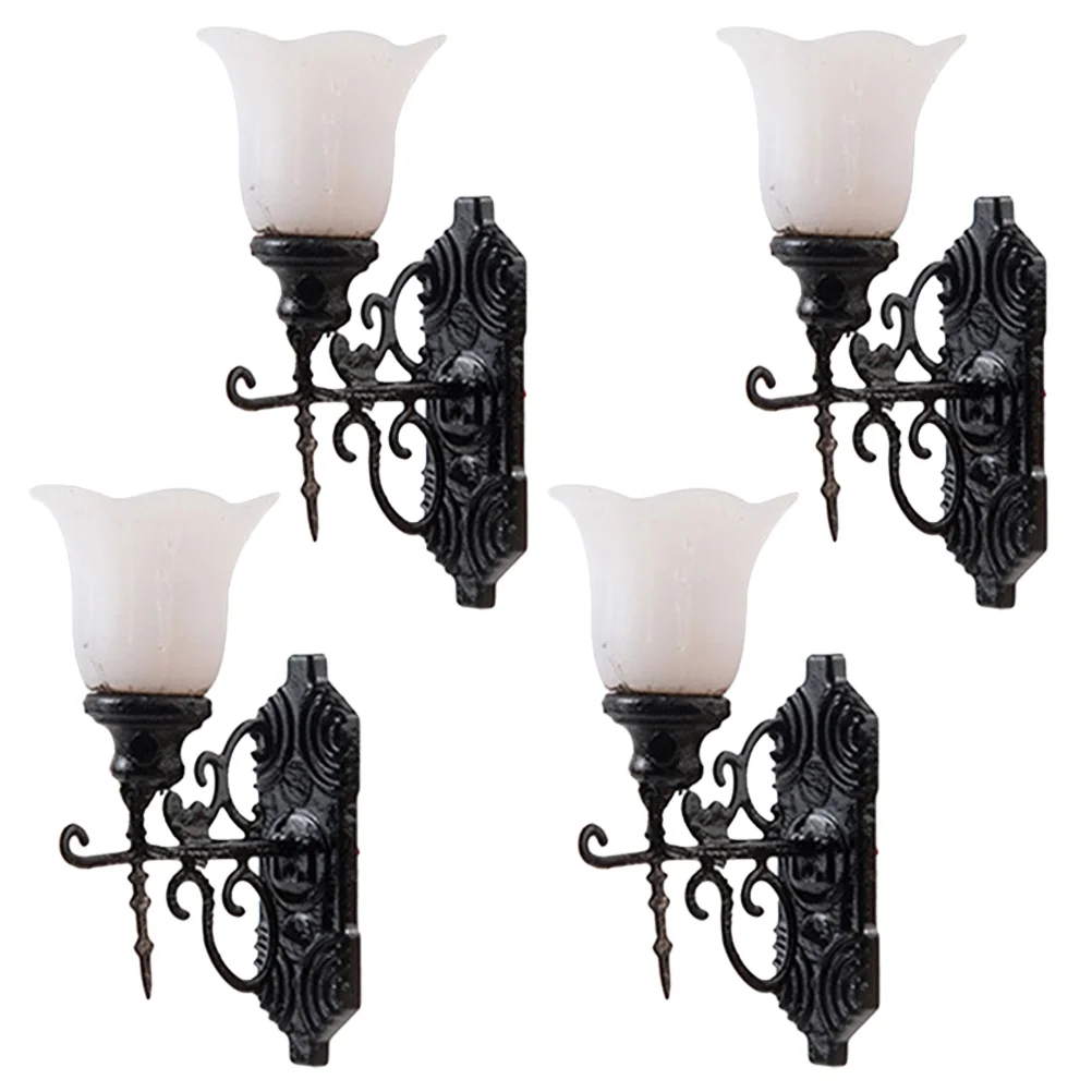 4 Pcs Micro Landscape Ornament Light Sand Table Decor Mini Yard Lamp Layout Wall Model Classic Shape Lights Abs House