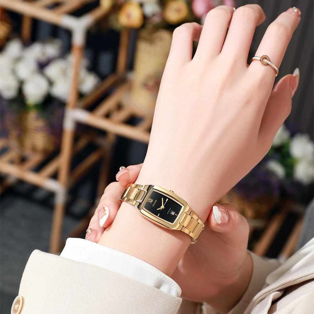 2025 relógio de aço inoxidável para mulheres presente de luxo quartzo relógios femininos moda jovem simples quadrado data relógio reloj mujer