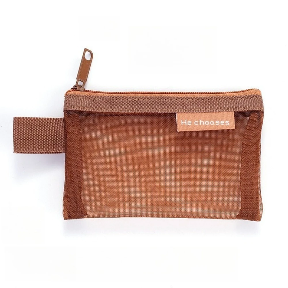 1/5 Stück minimalistische Nylon-Mesh-Aufbewahrungstasche für kleine Gegenstände, tragbare Reisetasche, einfarbig, handwaschbar, leichte Kosmetiktaschen