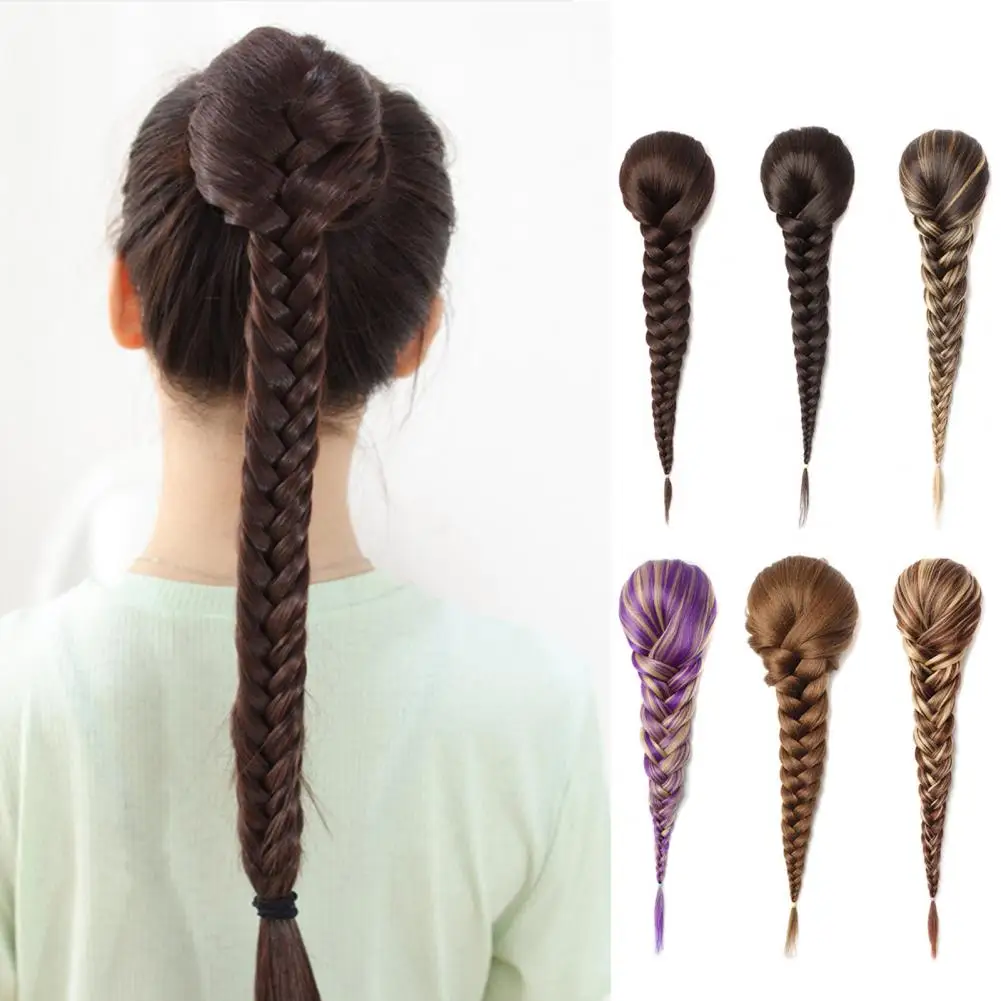 40cm Braid Plaited Women Hairpiece Extending Hairs Long Fishbone Drawstring Hairpiece Synthetic Ponytail Clip In Hair For Female