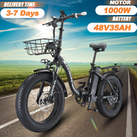 KETELES KF9 Folding Electric Bike 1000W Powerful Motor 48V35AH Lithium Battery Ebike 20*4.0 inch fat tires Snow Electric Bicycle