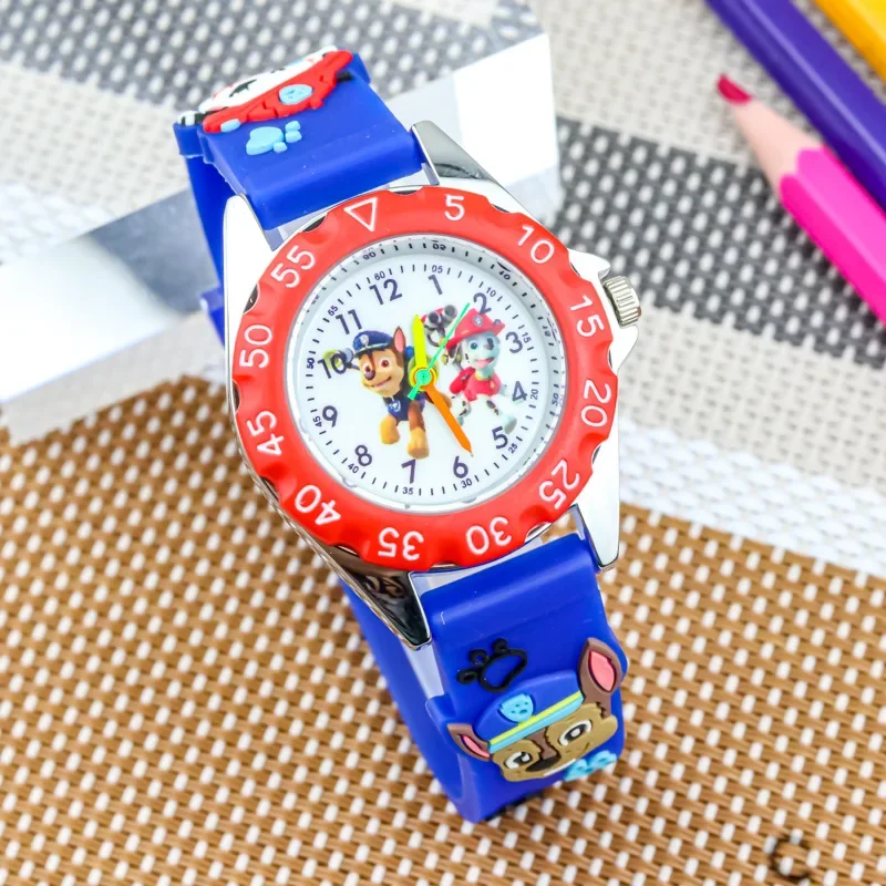 PAW Patrols Quartz Watch for Kids Girls Boys Leather Wristwatch Anime Figure Chase Marshall Skye Cosplay Casual Luminous Watches