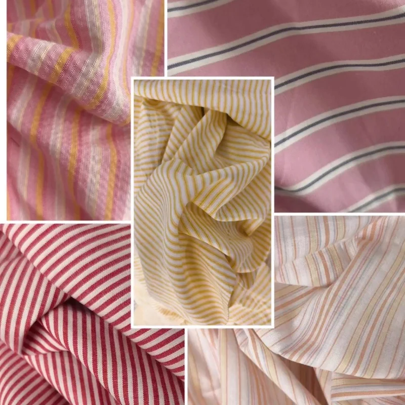 

50x145cm Cotton and linen striped shirt fabric, pure cotton striped fabric, handmade DIY dress, bag, hair band fabric