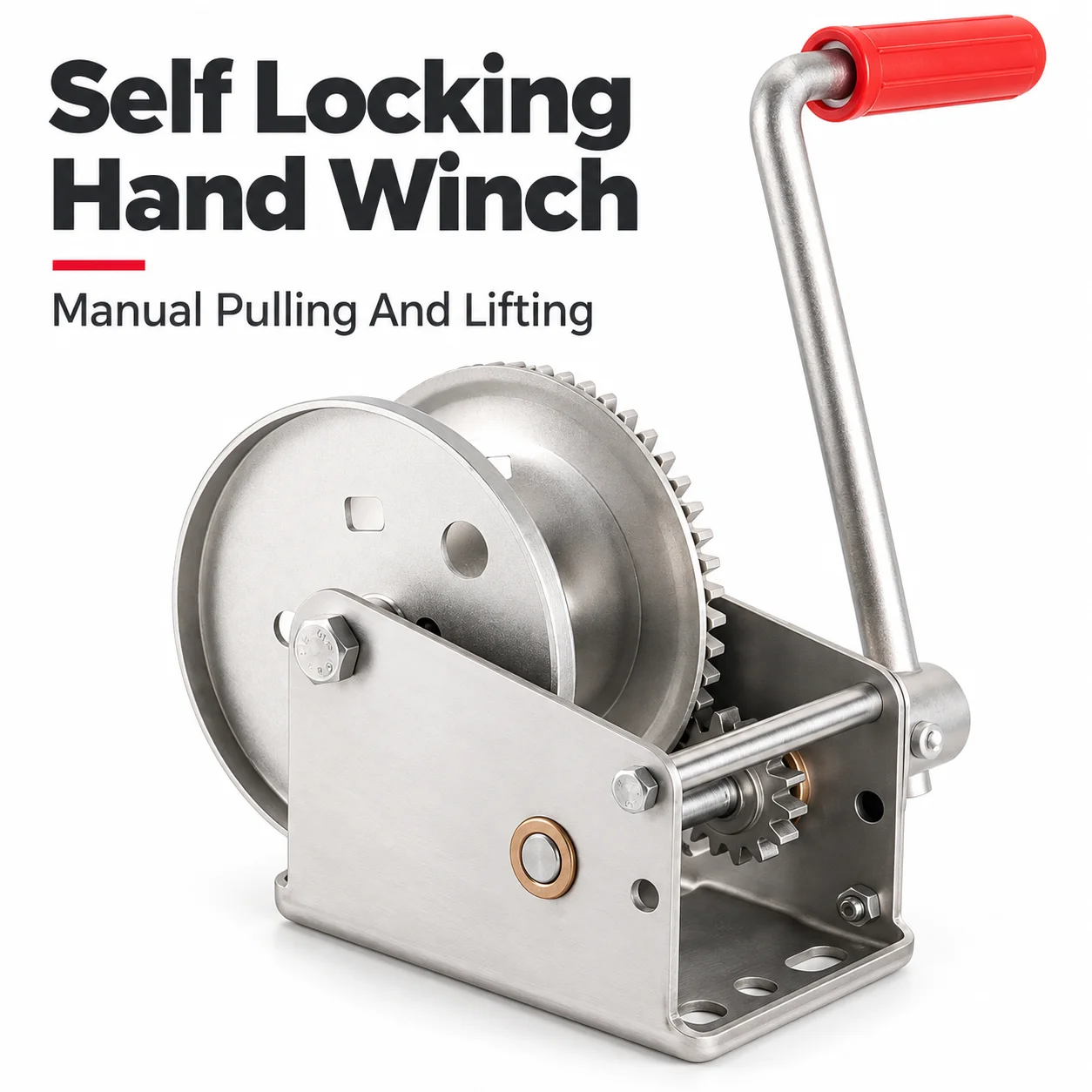 AOLIVIYA 1200LB 304 Stainless Steel Manual Hand Winch Self Locking Boat Trailer Crank Hoist Lifting Pulling Winch